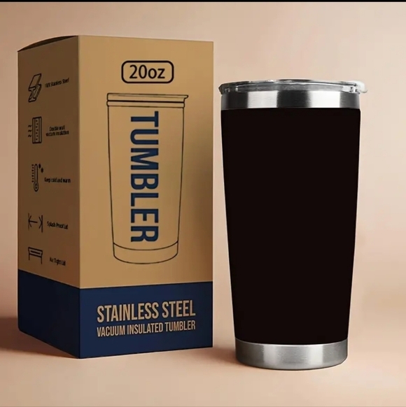Other - New Black 20oz Stainless Steel Travel Tumbler with Double Wall Vacuum Insulation